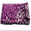 Calabria Leopard Animal Print Soft Slip-In Eyeglass Case Purple Womens Cute Slim Eye Glasses Pouch Sunglass Bag Flap Closure view 1