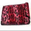 Calabria Leopard Animal Print Soft Slip-In Eyeglass Case Red Womens Cute Slim Eye Glasses Pouch Sunglasses Bag Flap Closure view 2