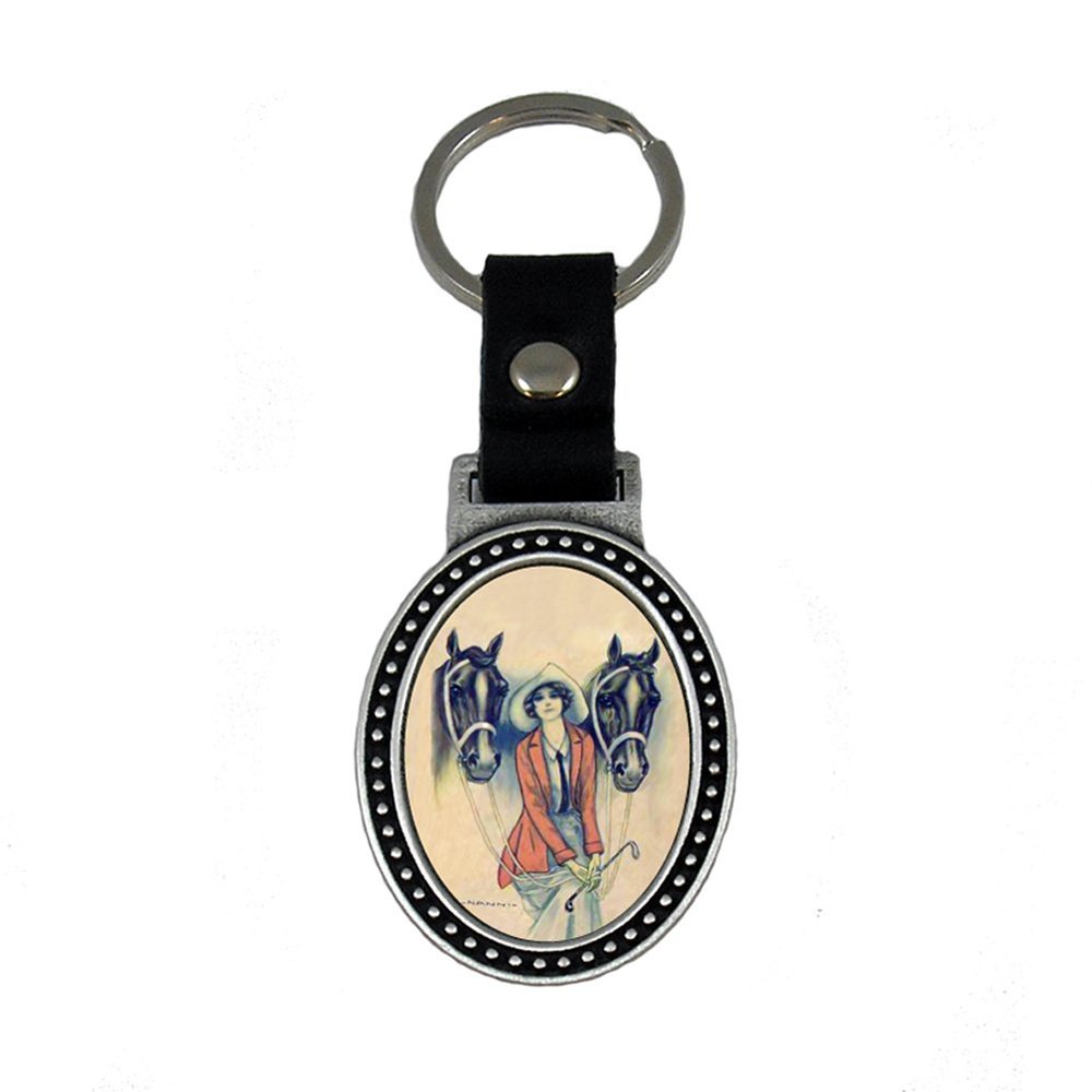 Indiana Metal Craft Glamour?Lady and Horse Leather Strap?Key Tag IMC-Retail