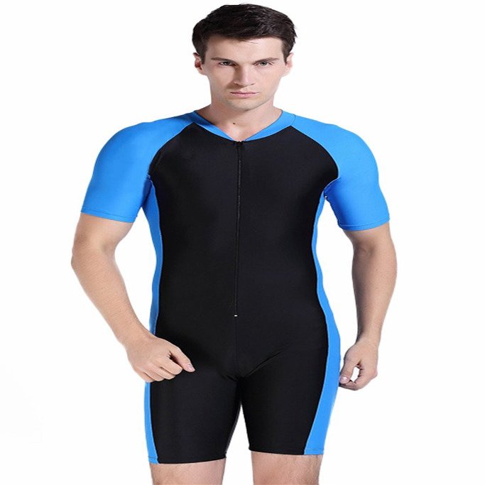Cokar Men Sun Protection Sunsuit Short Sleeves Black Blue Black-Man Medium