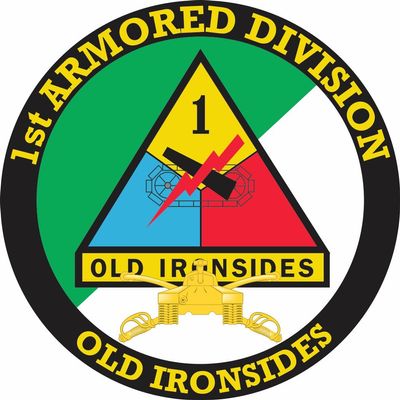 1st Armored Division with Armor Insignia 3.8 Inch Decal