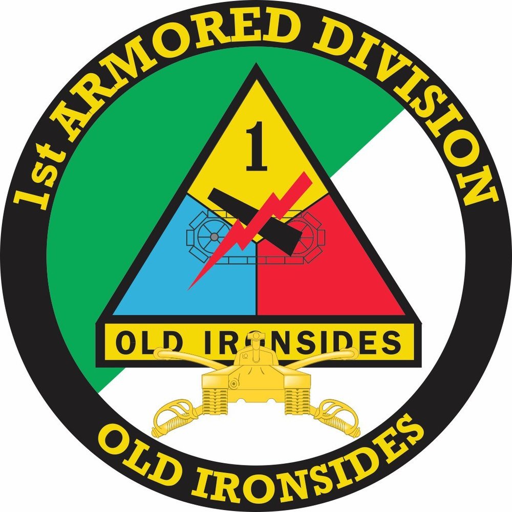 1st Armored Division with Armor Insignia 3.8 Inch Decal