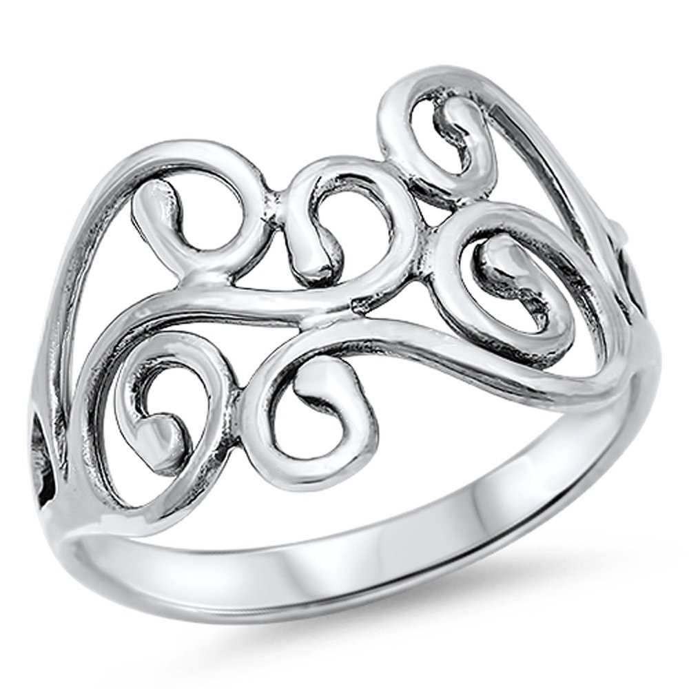 Women's Cutout Fashion Designer Ring New .925 Sterling Silver Band Size 7