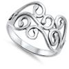 Women's Cutout Fashion Designer Ring New .925 Sterling Silver Band Size 7 view 3