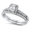 Wedding Set White Halo Unique Ring New .925 Sterling Silver Band Size 10 view 1
