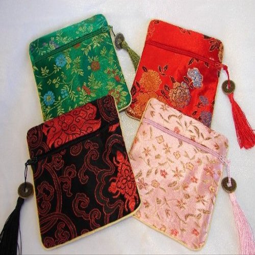 Feng Shui Import Brocade Jewelry Bag-burgundy