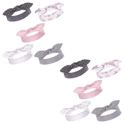 Hudson Baby Girls Cotton And Synthetic Headbands Casual Dress, Pink Floral 10-piece, 0-24 Month US