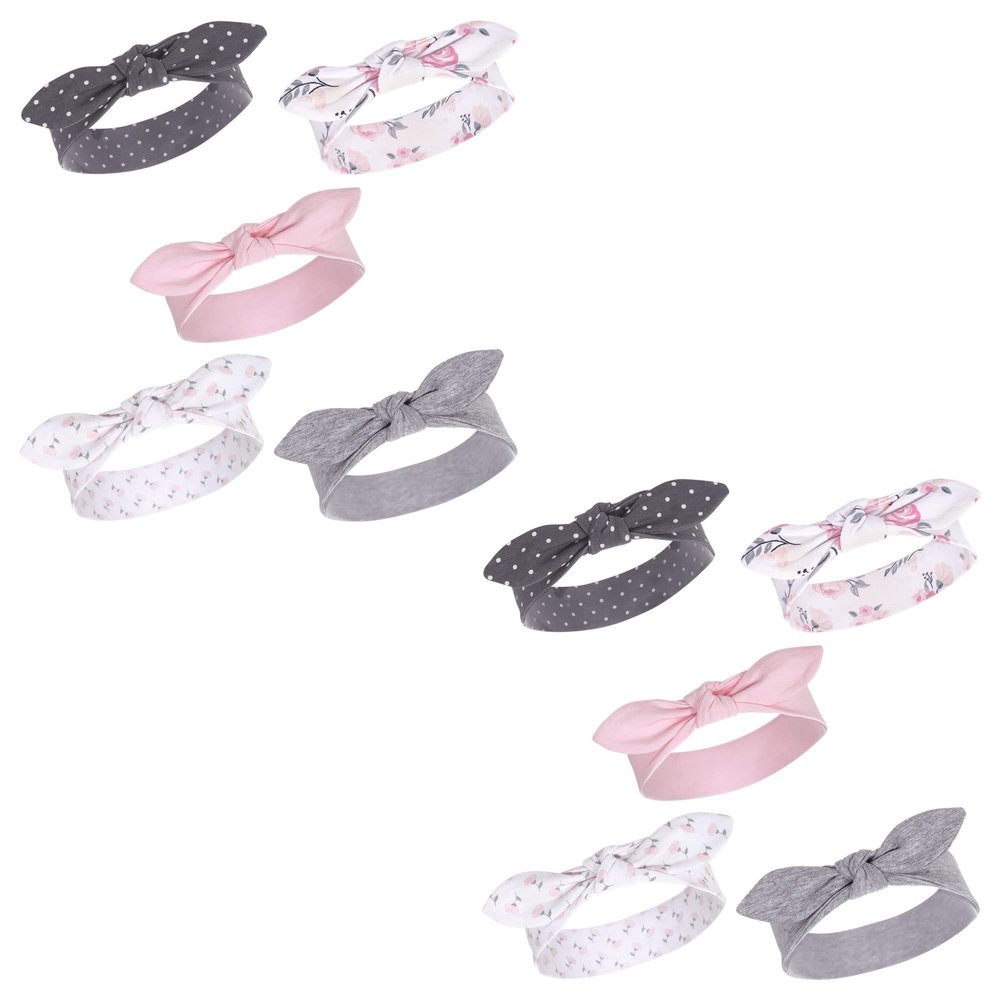 Hudson Baby Girls Cotton And Synthetic Headbands Casual Dress, Pink Floral 10-piece, 0-24 Month US