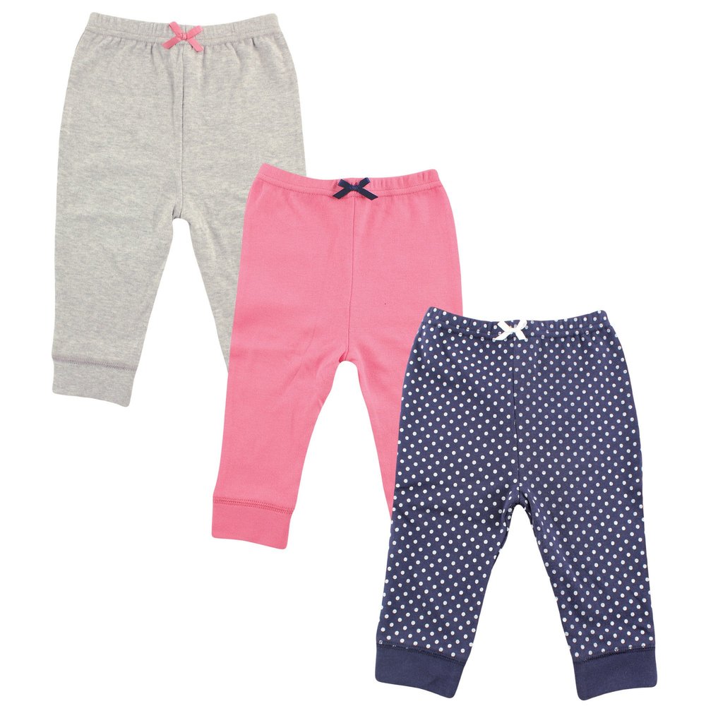 Luvable Friends Unisex Baby Cotton Pants, Navy Polkadot, 0-3 Months