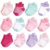 Hudson Baby Unisex Baby Non-Skid No-Show Socks, Pink Lilac, 2-4 Toddler view 1