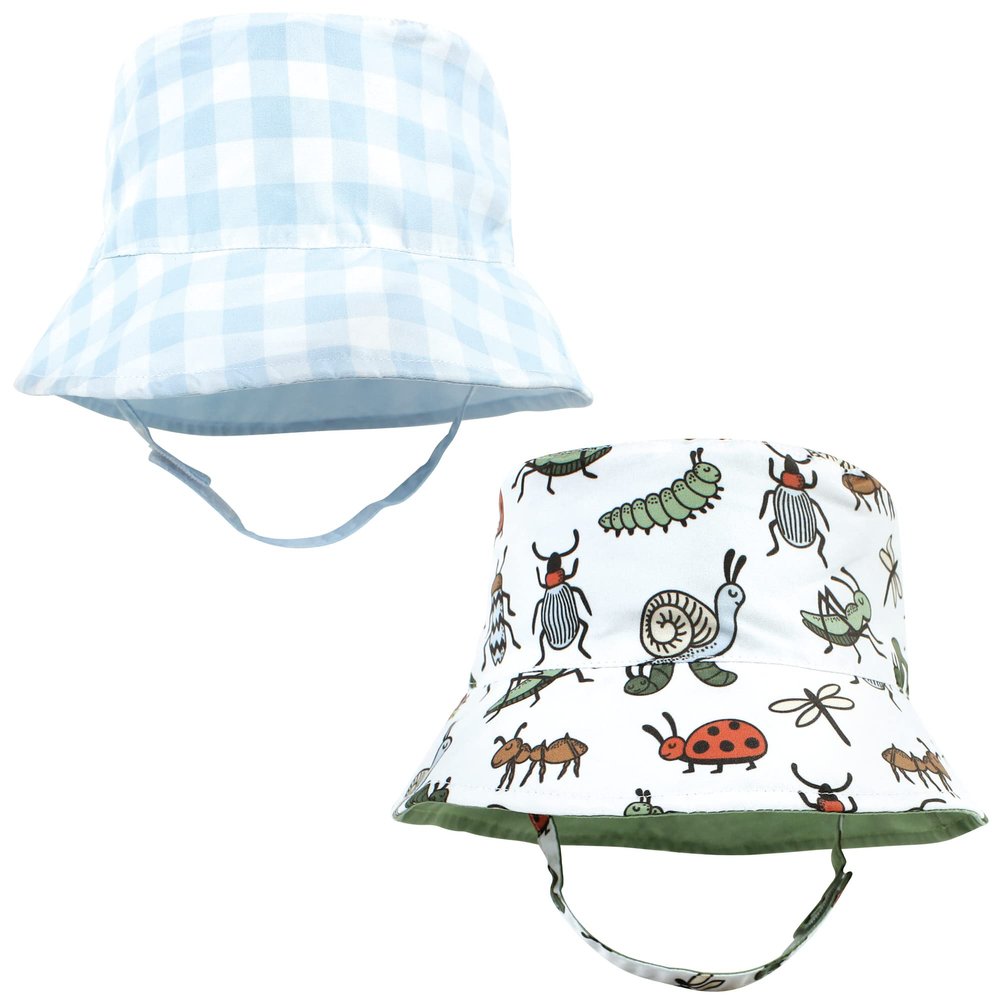 Hudson Baby Unisex Baby Sun Protection Hat, Critters Plaid, 0-12 Months