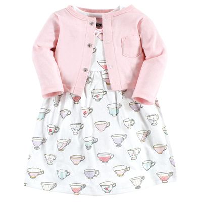 Hudson Baby Womens Cotton and Cardigan Set Casual Dress, Tea Party, 4-5T US