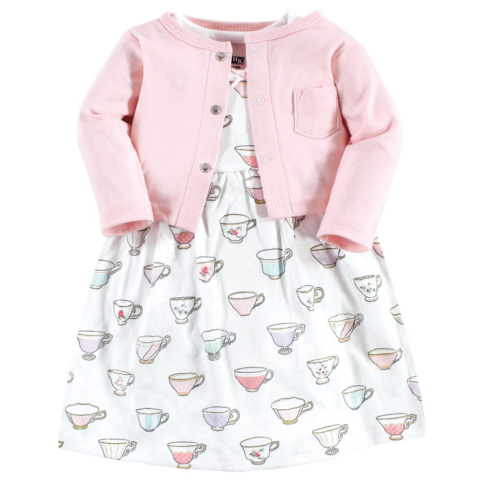 Hudson Baby Womens Cotton and Cardigan Set Casual Dress, Tea Party, 4-5T US