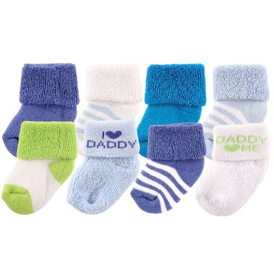 Luvable Friends baby boys Newborn and Terry Socks, Blue Daddy, 0-6 Months US