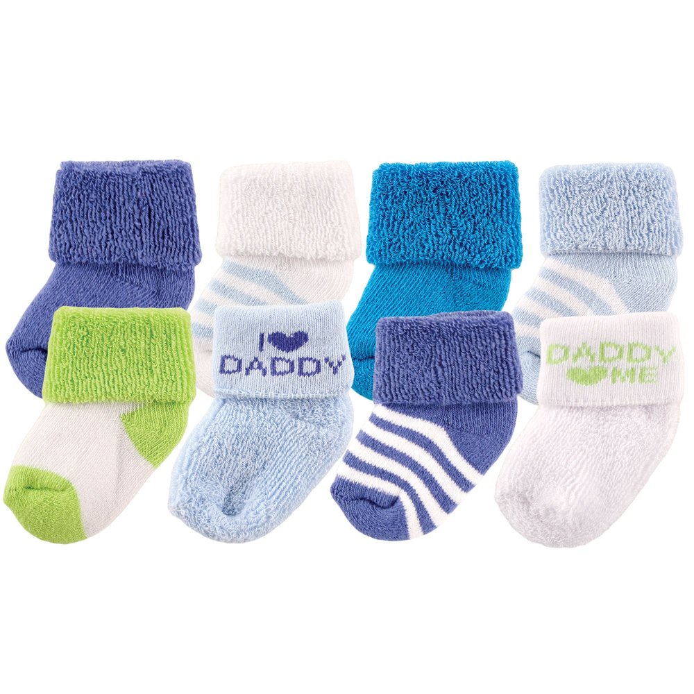 Luvable Friends baby boys Newborn and Terry Socks, Blue Daddy, 0-6 Months US