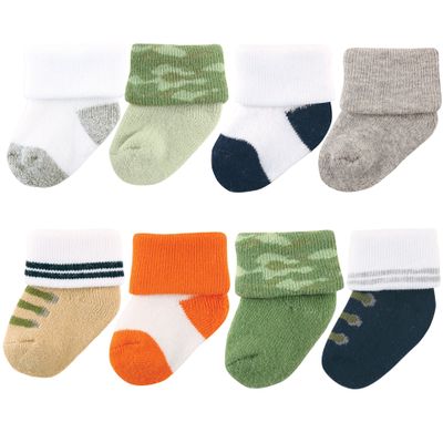 Luvable Friends baby boys Newborn and Terry Socks, Camo, 0-6 Months US