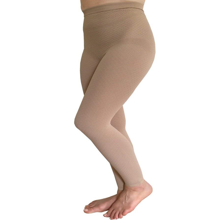 Bioflect Compression Leggings with Bioactive Raised Massaging Knit - for Support and Comfort - Sand M/L