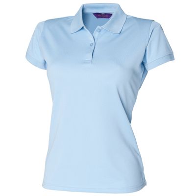 Henbury Womens/Ladies Coolplus Fitted Polo Shirt (XS) (Light Blue)
