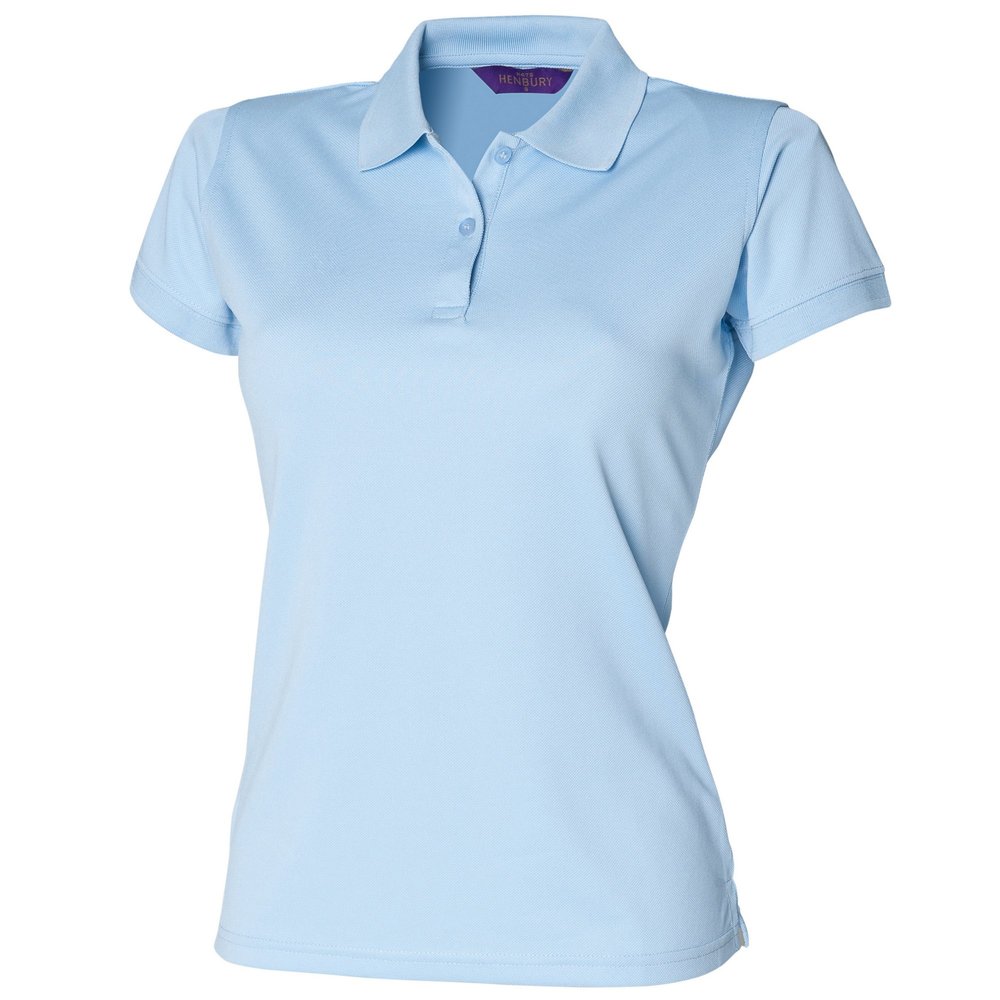 Henbury Womens/Ladies Coolplus Fitted Polo Shirt (XS) (Light Blue)