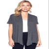 12 Ami Basic Solid Short Sleeve Open Front Cardigan Charcoal Small view 2