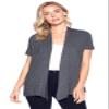 12 Ami Basic Solid Short Sleeve Open Front Cardigan Charcoal Large view 1