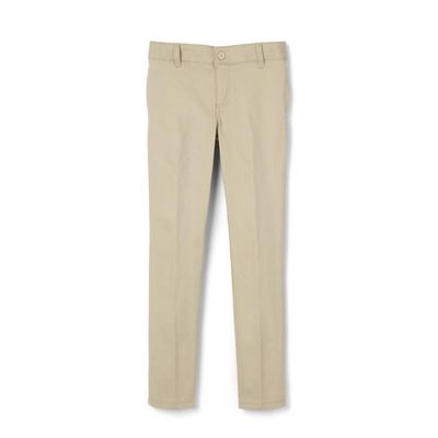 French Toast Girls' Slim Fit Stretch Twill Pant, Khaki, 20