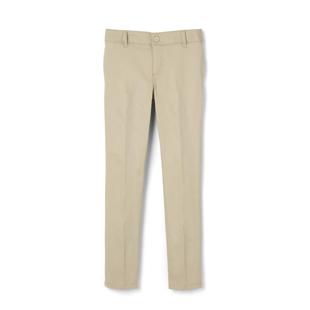 French Toast Girls' Slim Fit Stretch Twill Pant, Khaki, 20