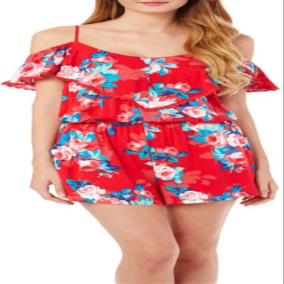 Jessica Simpson Women's Norah Romper in Red Blossom, Large