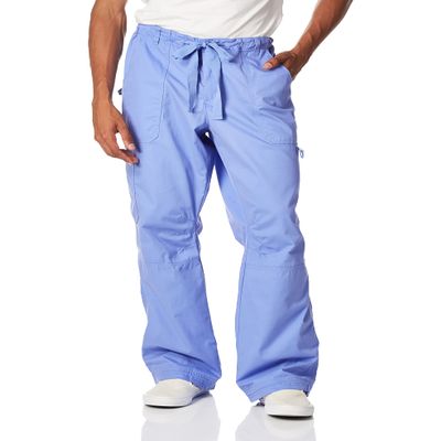 KOI Men's and Tall James Elastic Scrub Pants with Zip Fly and Drawstring Waist, True Ceil, 3X-Large Short