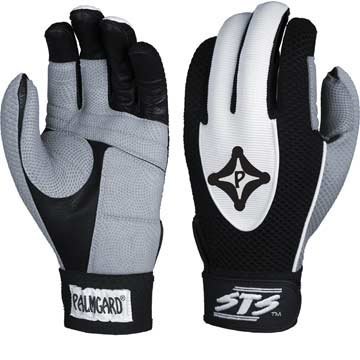 Black/White/Grey Adult Small Palmgard Shock Transfer Baseball/Softball Batting Gloves