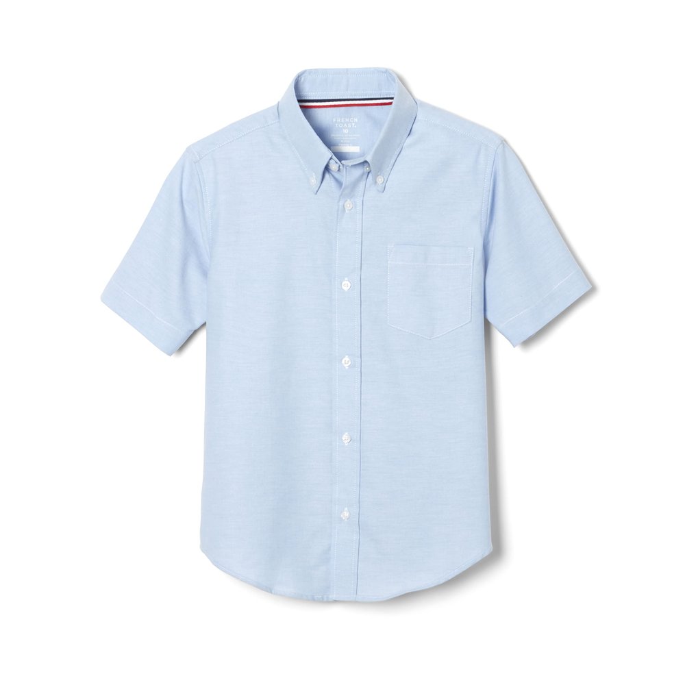French Toast Boys' Short Sleeve Oxford Dress Shirt (Standard & Husky), Light Blue, 6