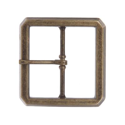 1 1/2" (38 mm) Single Prong Rectangular Belt Buckle Color: Antique Brass