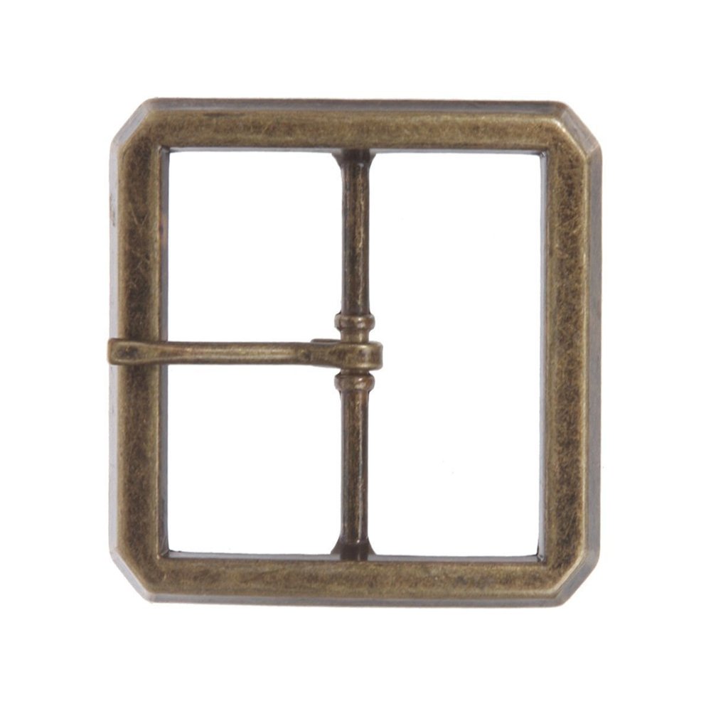 1 1/2" (38 mm) Single Prong Rectangular Belt Buckle Color: Antique Brass