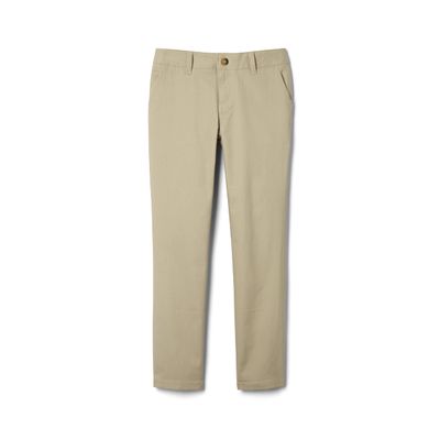 French Toast Girls' Adjustable Waist Stretch Twill Straight Leg Pant (Standard & Plus), Khaki, 10