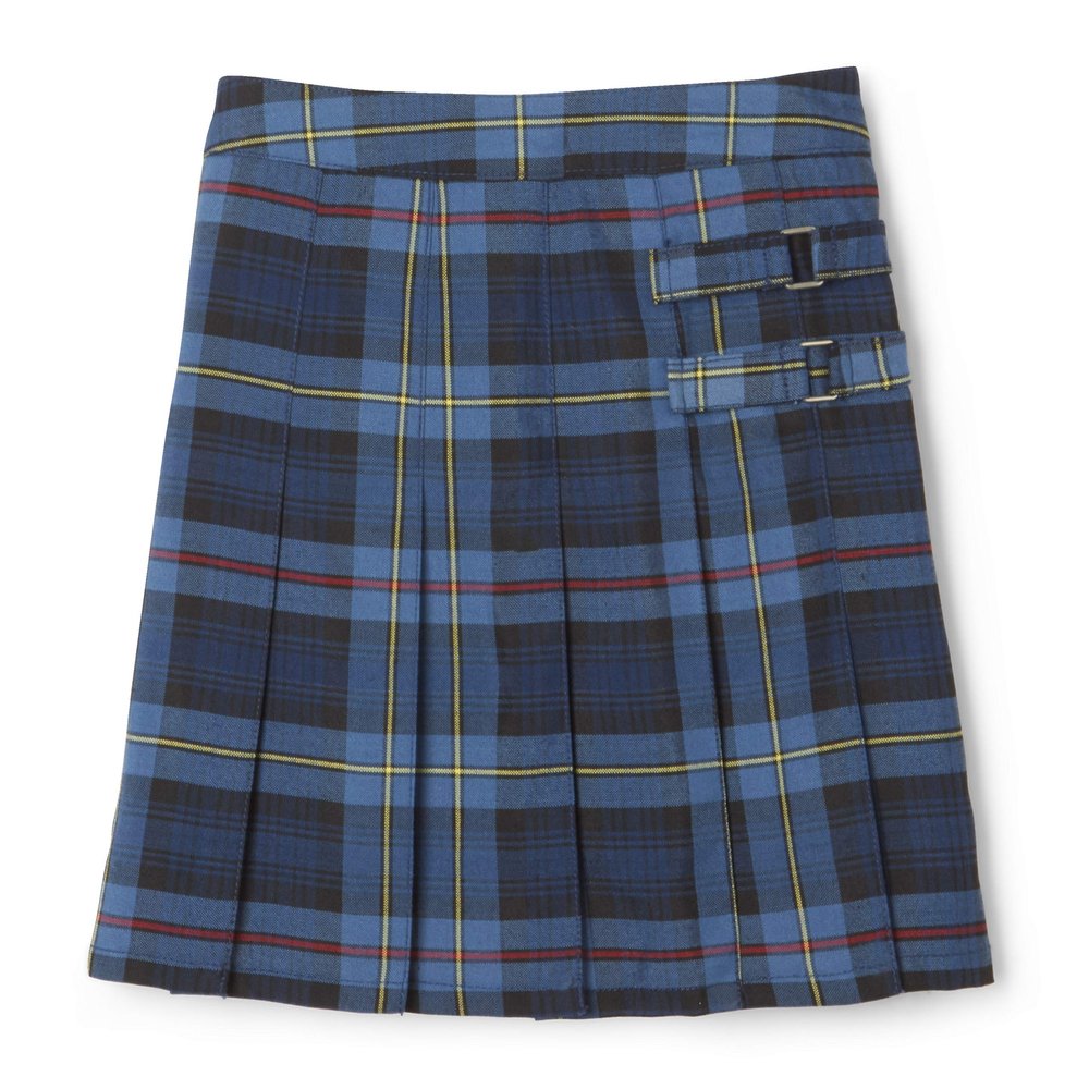 French Toast Girls' Adjustable Waist Plaid 2-Tab Scooter, Blue & Red Plaid, 14