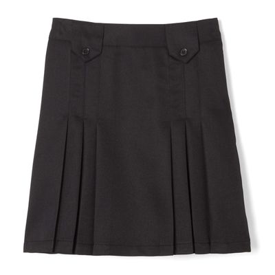 French Toast Girls' Adjustable Waist Front Tab Pleated Skirt, Black, 10