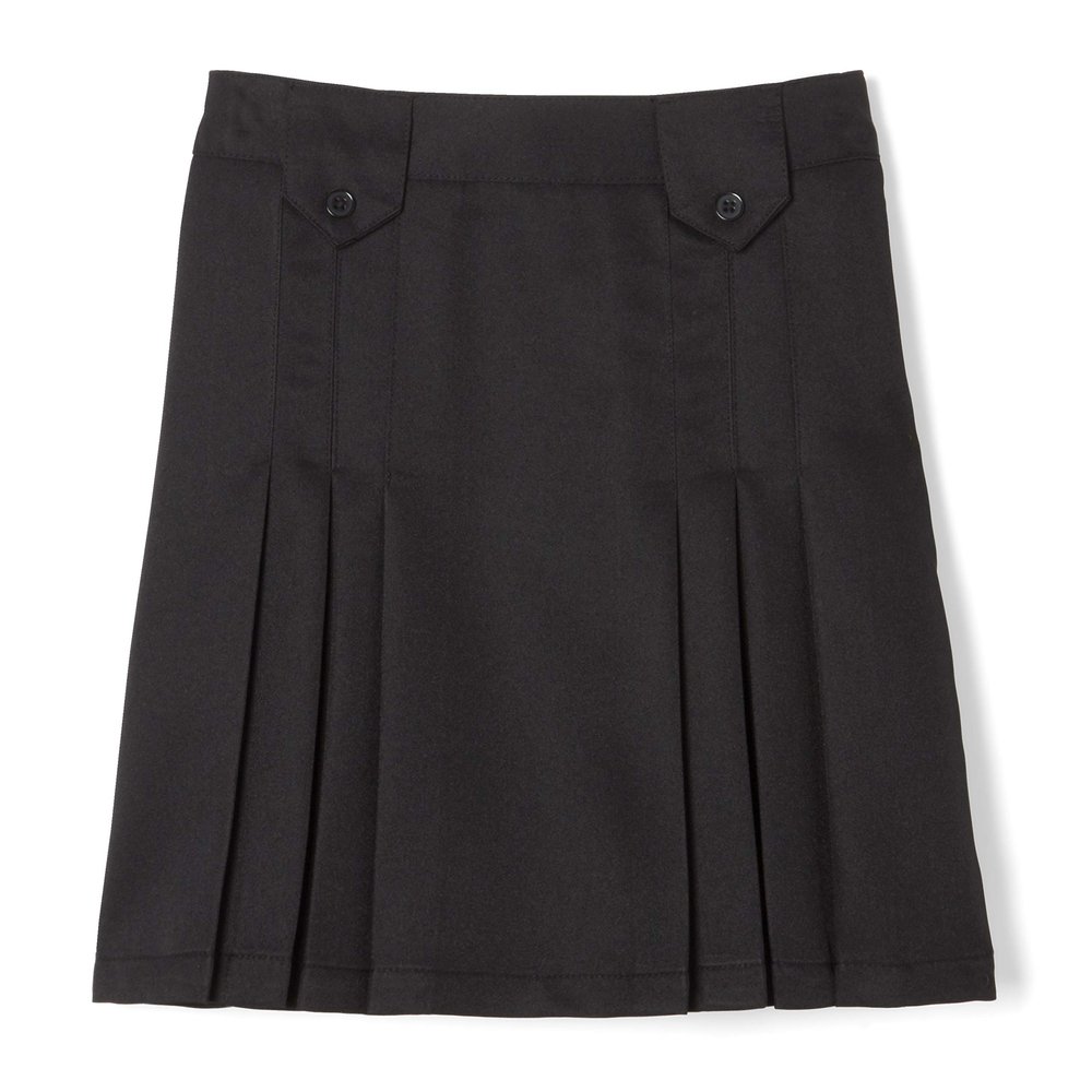 French Toast Girls' Adjustable Waist Front Tab Pleated Skirt, Black, 10