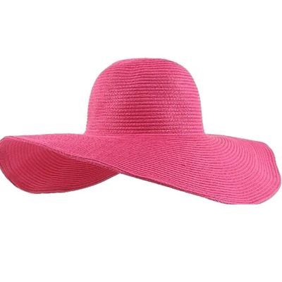 Wowlife Wide Brim Roll-up Big Beautiful Solid Color Floppy Hat (Hot Pink)