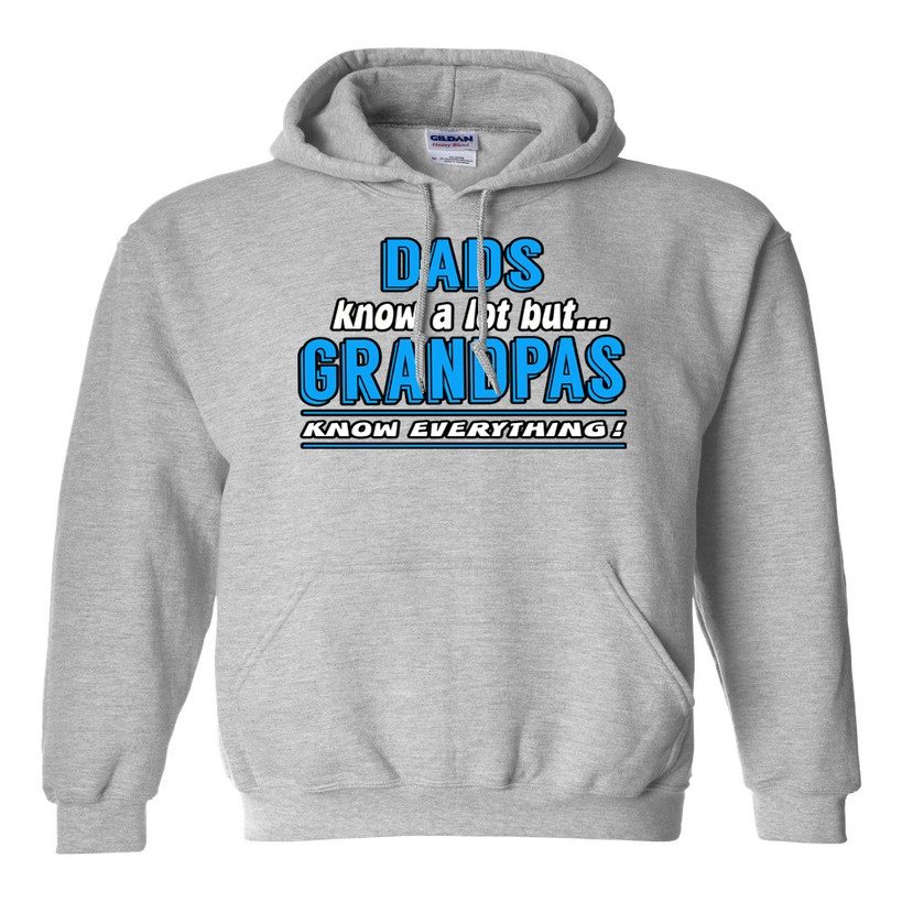 Dad Know A Lot But Grandpas Know Everything Funny Humor DT Sweatshirt Hoodie (Medium, Sports Gray)
