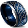 THREE KEYS JEWELRY Mens Charming Jewelry Laser Celtic Knot Tungsten 8mm Wedding Carbide Blue Ring Band for Men Engagement/Personlized Ring/Customized Ring 10.5 view 1