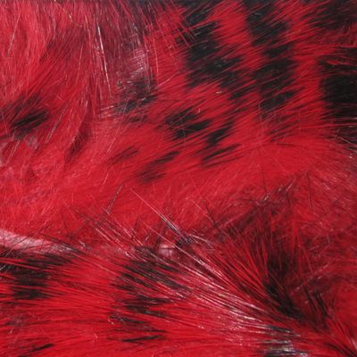 Hareline Fly Tying Black Barred Rabbit Strips - Black Barred/Red