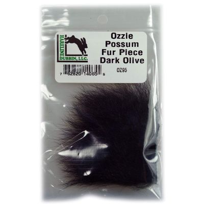 Hareline Fly Tying Ozzie Possum Fur Piece - Dark Olive