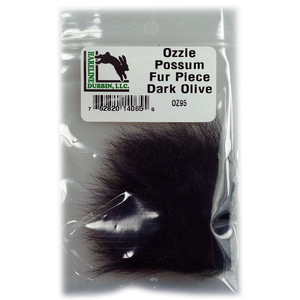 Hareline Fly Tying Ozzie Possum Fur Piece - Dark Olive