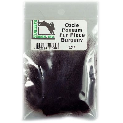 Hareline Fly Tying Ozzie Possum Fur Piece - Burgundy