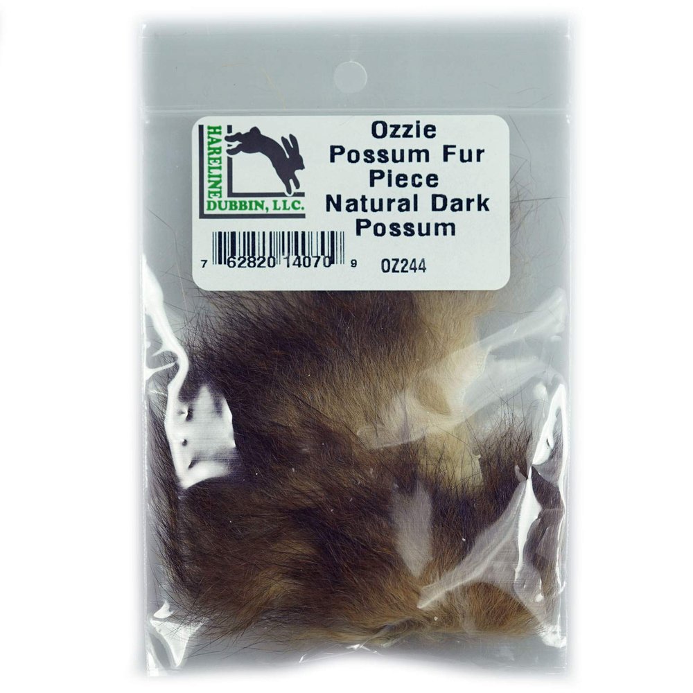 Hareline Fly Tying Ozzie Possum Fur Piece - Natural Dark Possum