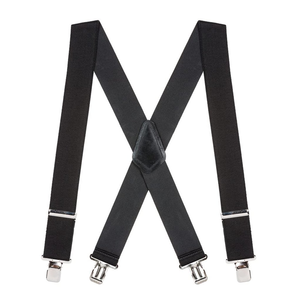 Suspender Store 2 Inch Wide Construction Clip Suspenders - BLACK 42" for 5'0" to 5'9" tall