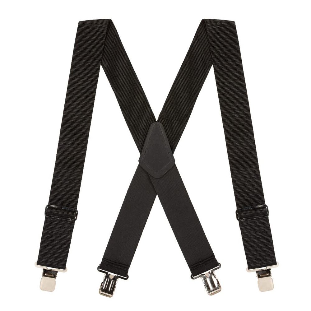 Suspender Store Heavy Duty Non-Stretch Work Suspenders - Gator Clip - 42" for 5'0" to 5'9" tall - Black
