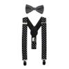 Kids Suspenders and Bow Tie Set (Elastic Adjustable) (Black with White Polka Dots) view 1