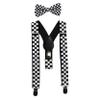 Kids Suspenders and Bow Tie Set (Elastic Adjustable) (Black and White Checker) view 1