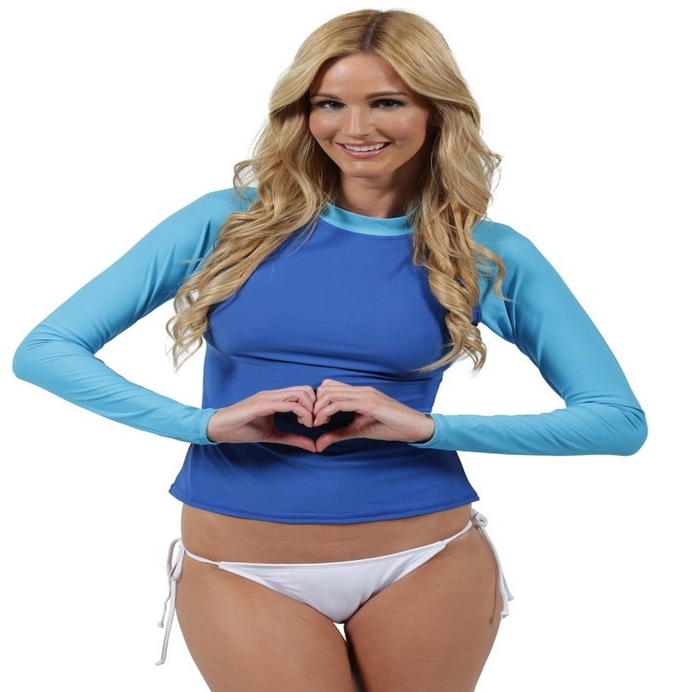 INGEAR Ladies Rash Guard Long Sleeve Surf Shirt Swimwear Royal Turquoise-L
